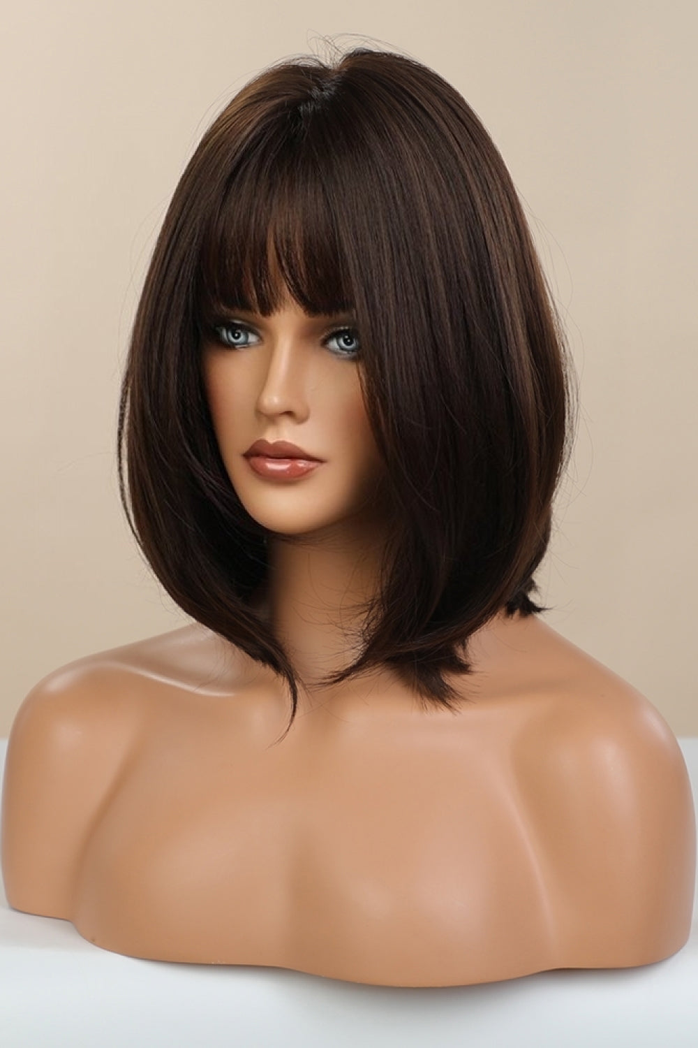 Full-Machine Bobo Synthetic Wigs 9'' black brown