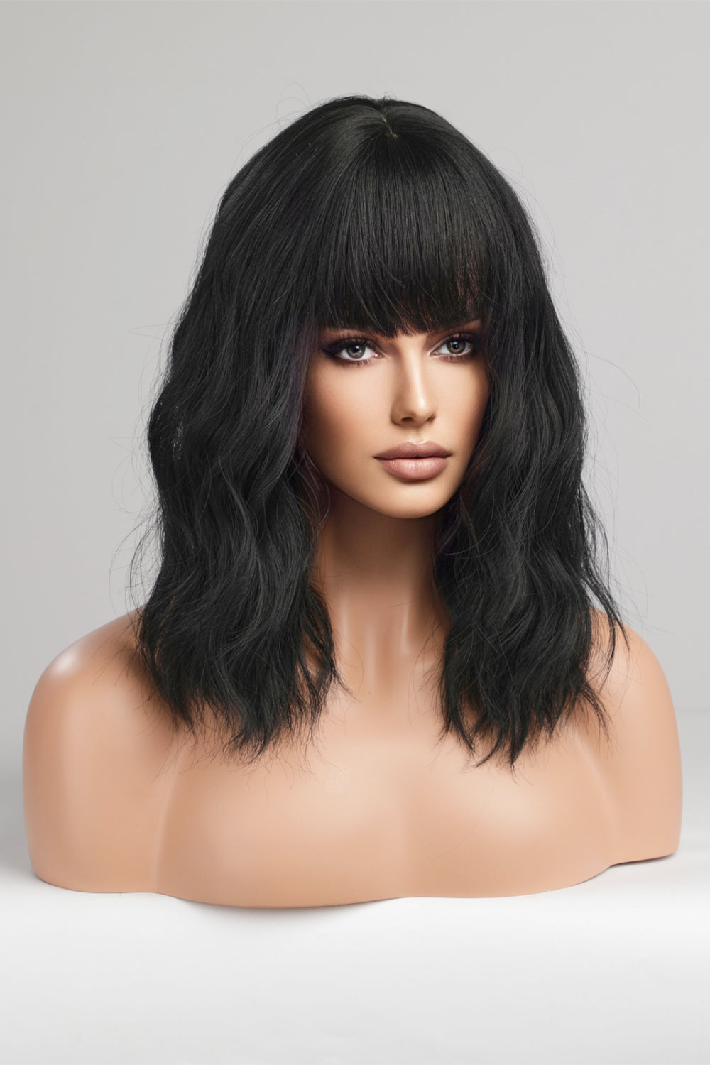 Mid-Length Wave Synthetic Wigs 12'' black