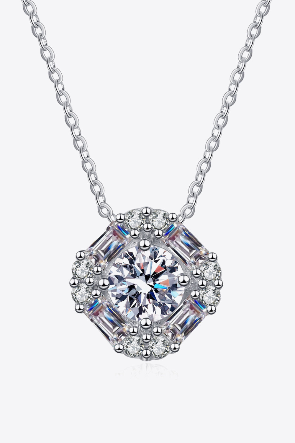 Geometric Moissanite Pendant Chain Necklace