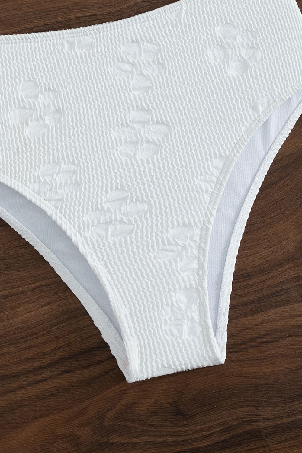 Textured Twisted Detail Bikini Set White Bikini