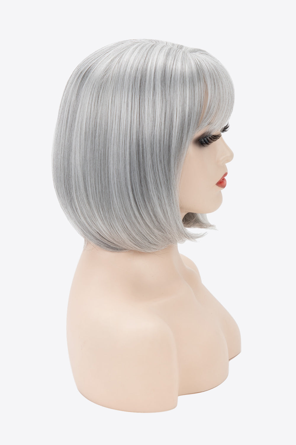 Short Straight Bobo Wigs 9" Gray side view