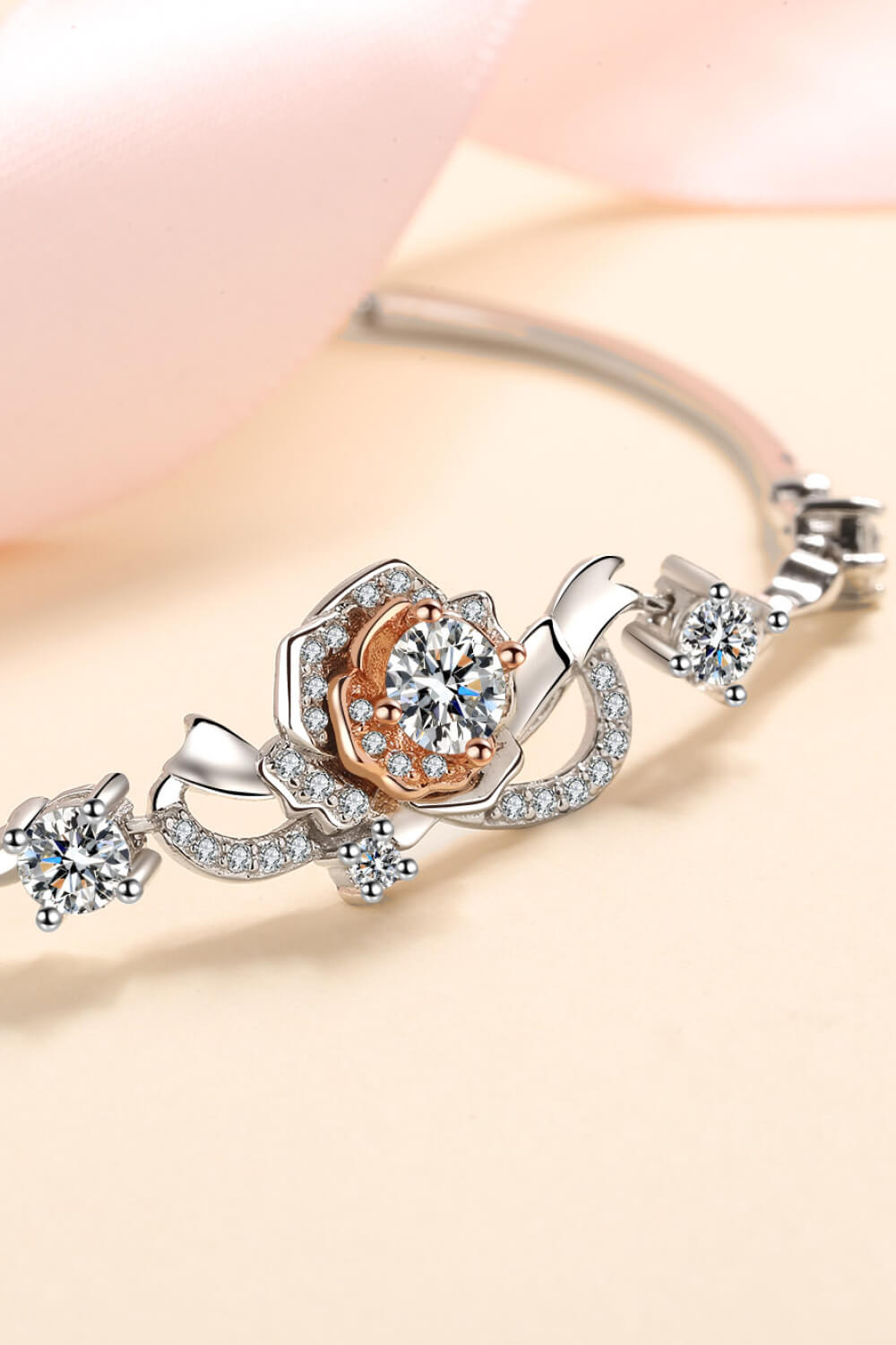 925 Sterling Silver and Orange Moissanite Bracelet