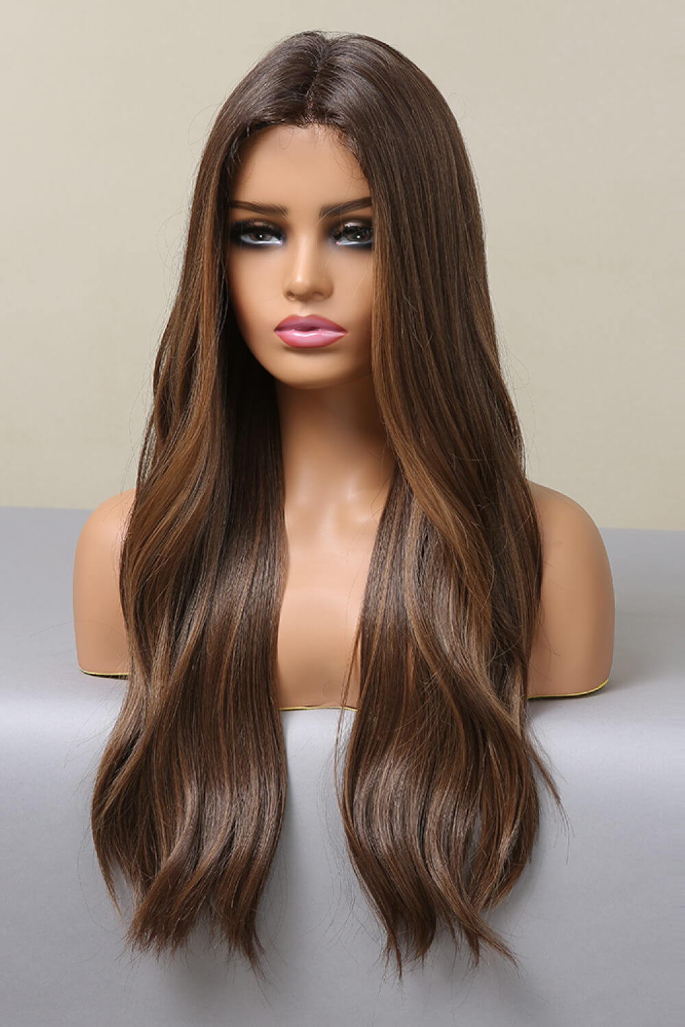 13*2" Lace Front Wigs Synthetic Long Wave 26" Heat Safe 150% Density brown bayalage