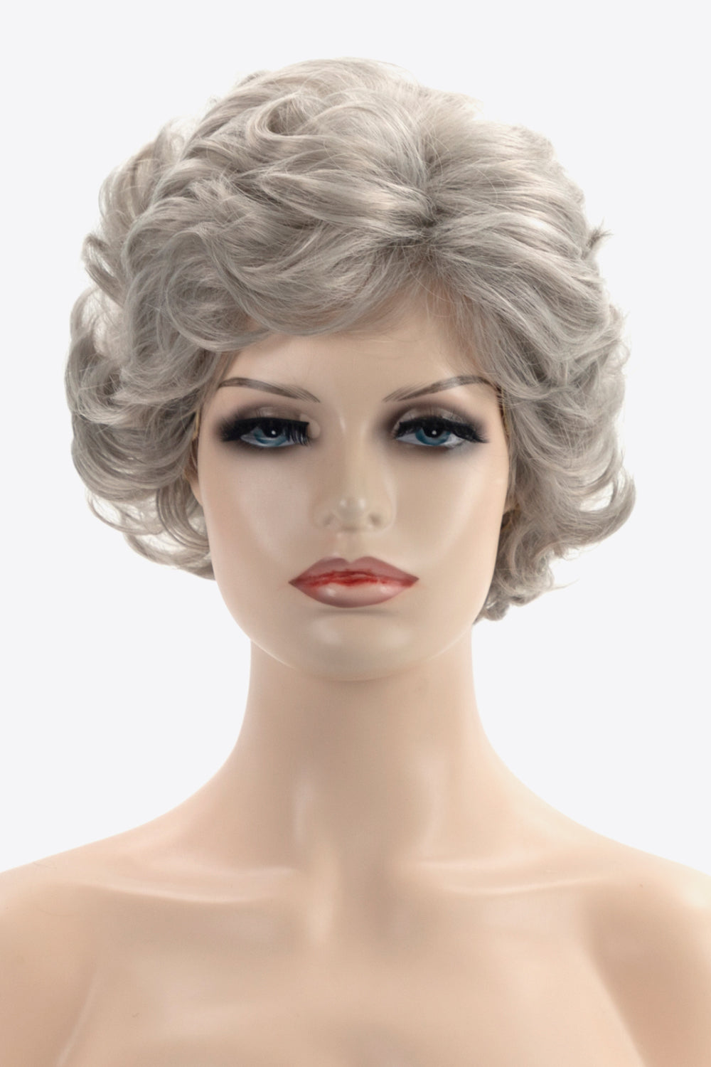 Synthetic Curly Short Wigs 4'' Gray front view