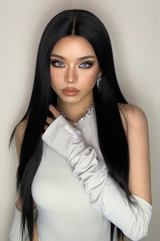 13*2" Long Lace Front Straight Synthetic Wigs 26" Long 150% Density Black