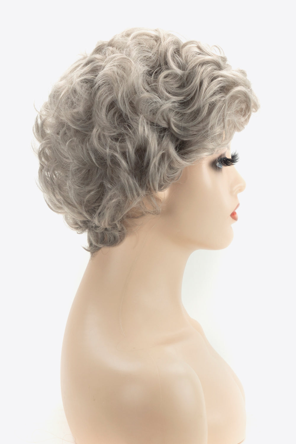 Synthetic Curly Short Wigs 4'' Gray side view