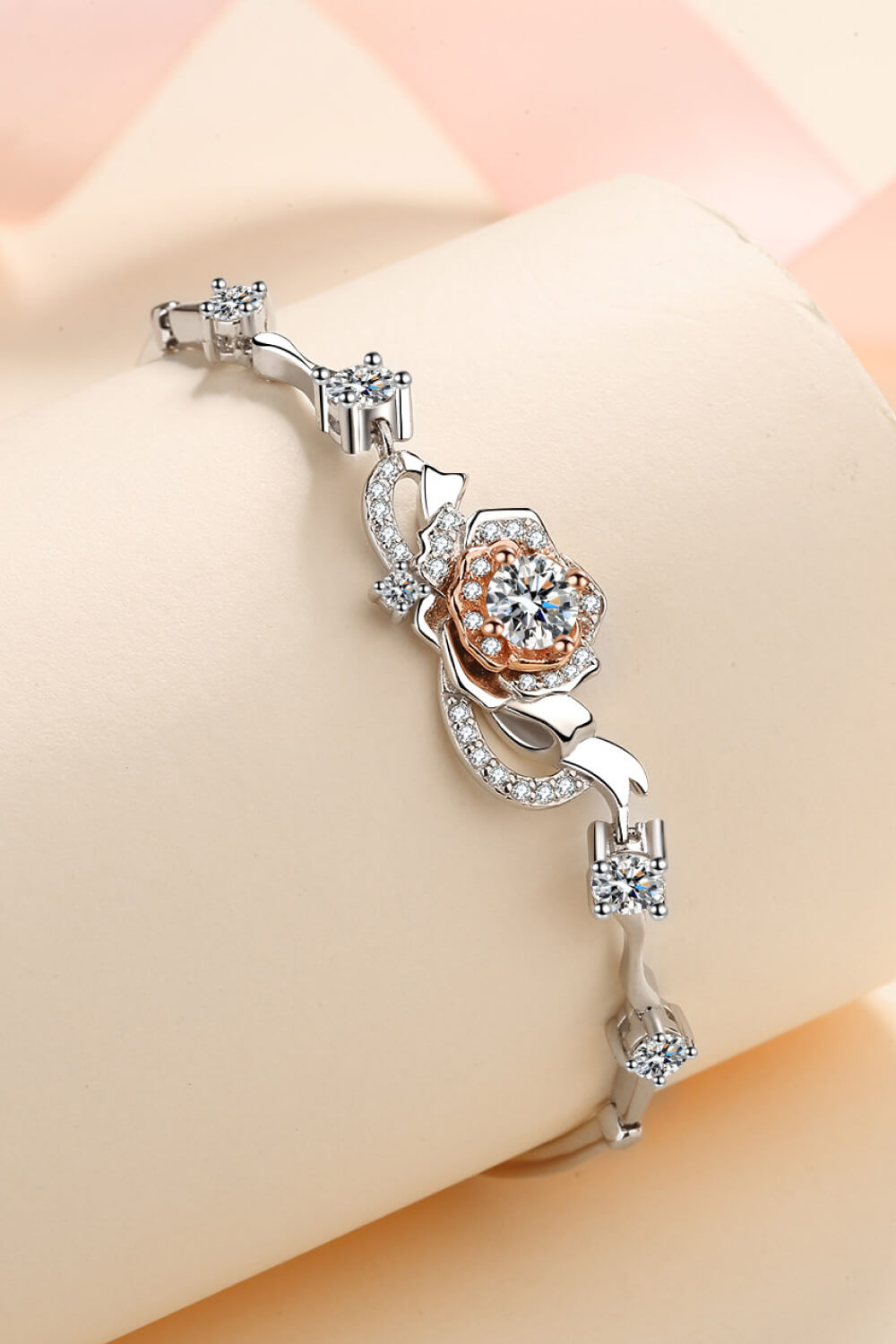 925 Sterling Silver and Orange Moissanite Bracelet