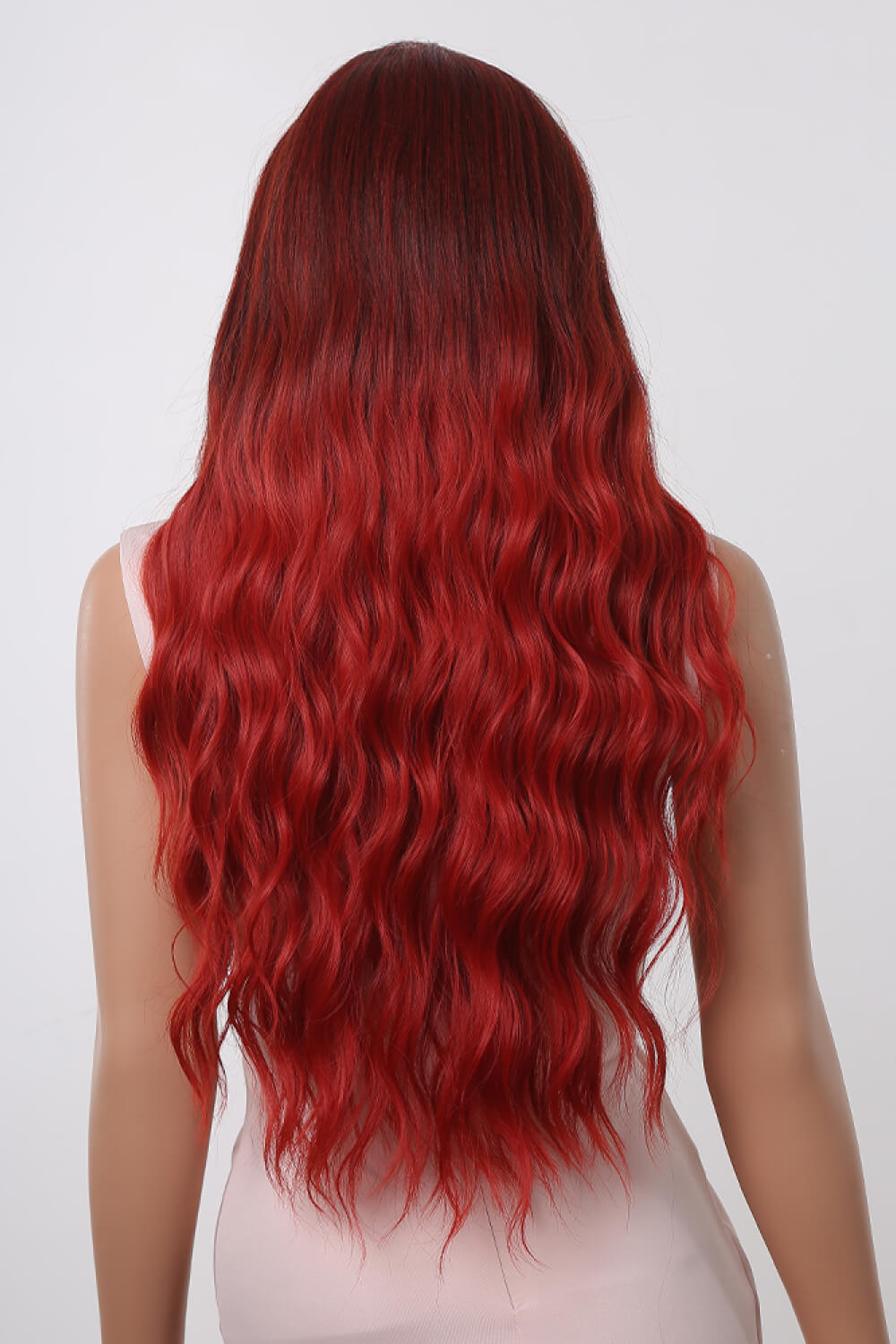 13*1" Full-Machine Wigs Synthetic Long Wave 27" Red Ombre