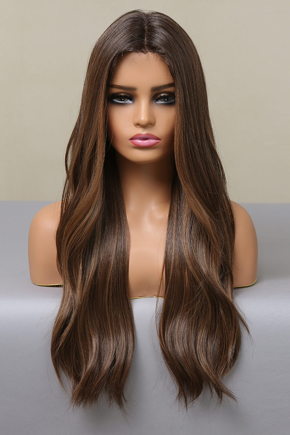 13*2" Lace Front Wigs Synthetic Long Wave 26" Heat Safe 150% Density brown bayalage