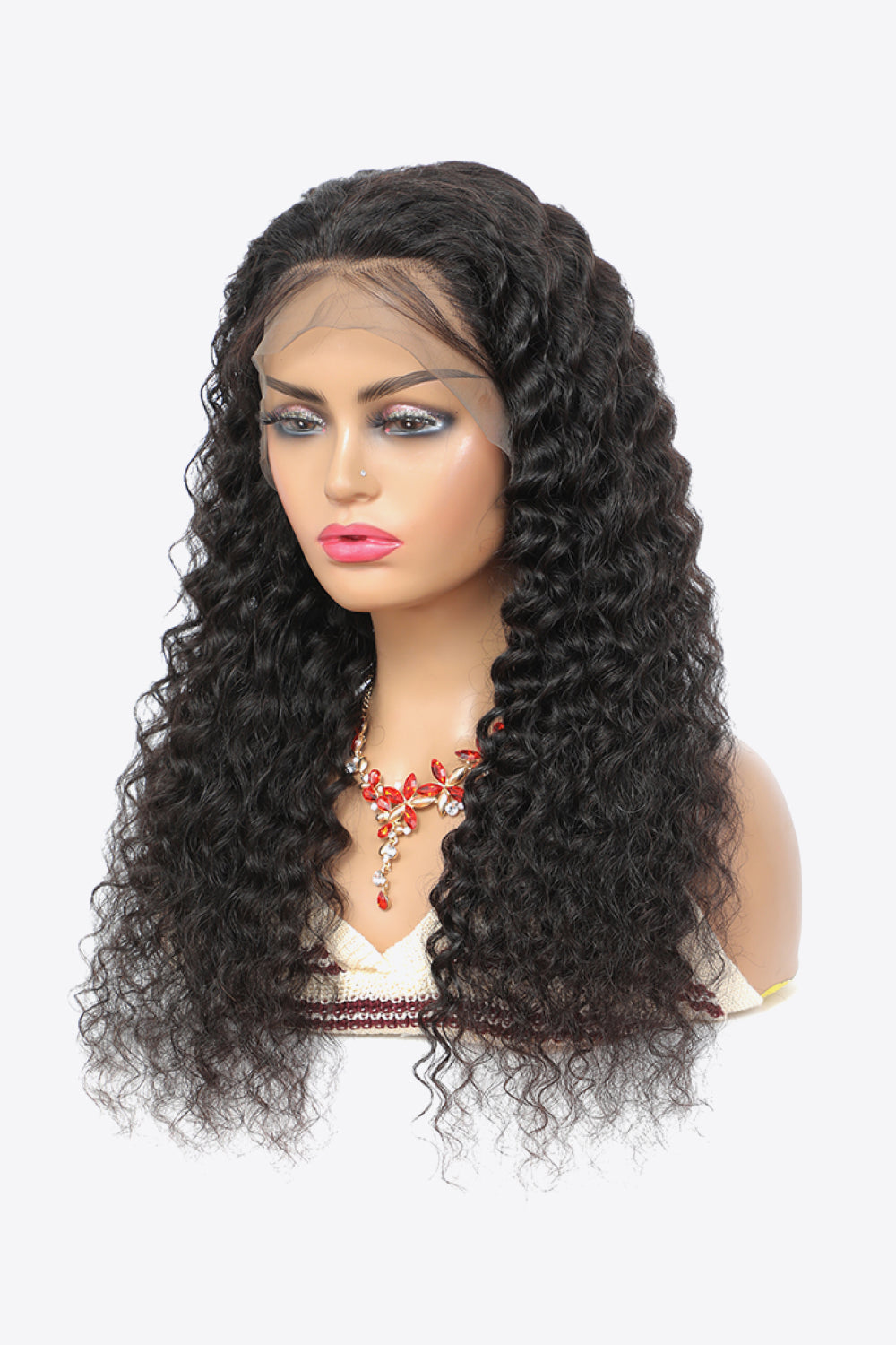 20” 13x4“ Lace Front Wigs Human Hair Curly Natural Color 150% Density black